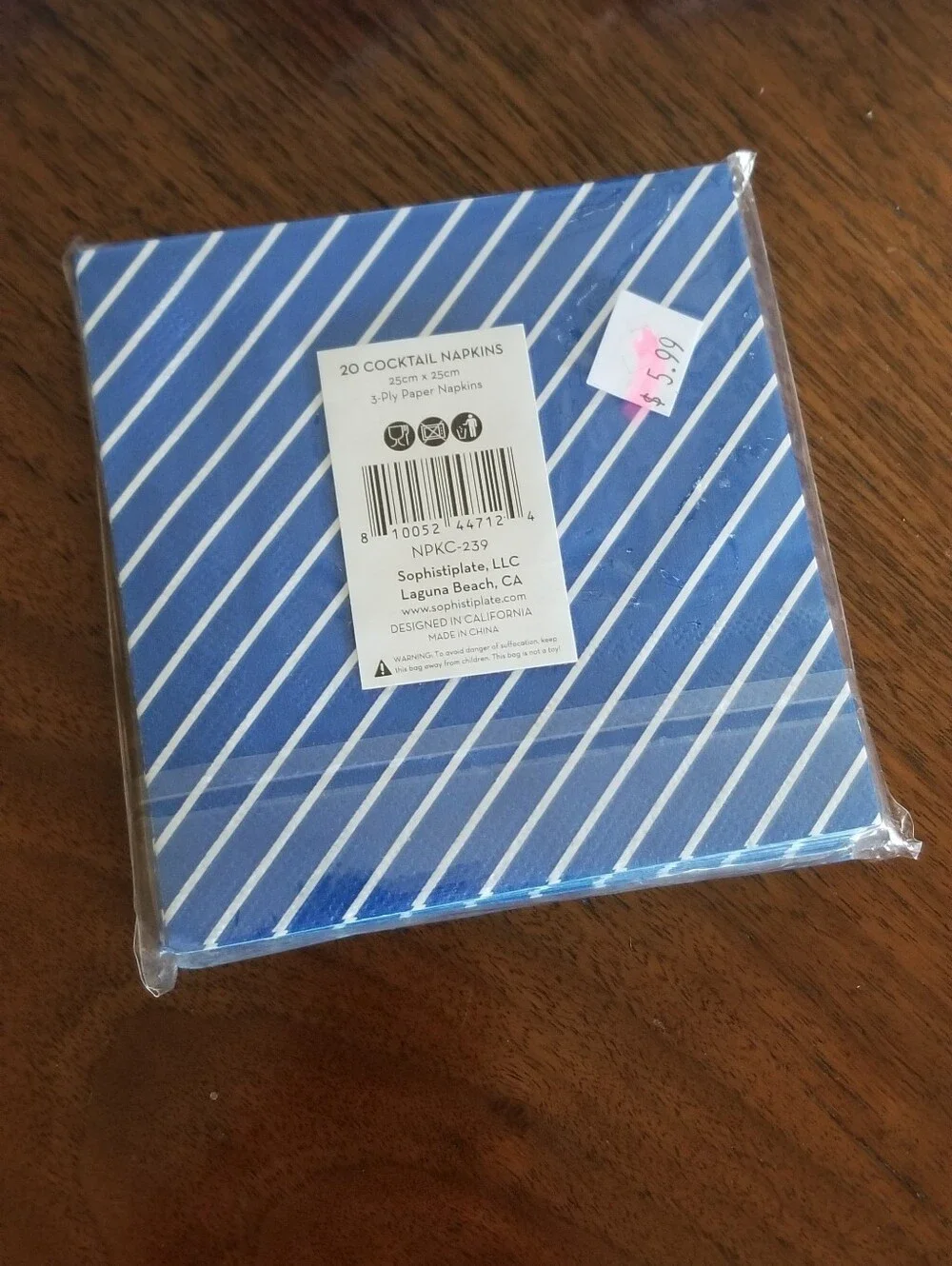 Sophistiplate Napkins Everyday Blue Cocktail and Dinner Sizes